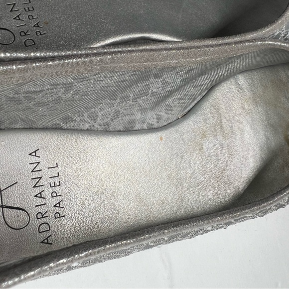 Adrianna Papell Shirley rhinestone embellished ballet flats 8 mesh silver lace - Picture 8 of 9